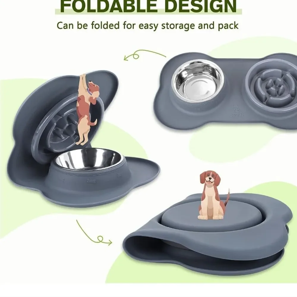 Silicone slow feeder mat and bowl for dogs